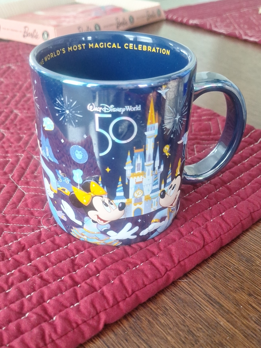 Walt Disney World Parks 50th Anniversary Mickey & Friends Blue Coffee Mug 15oz